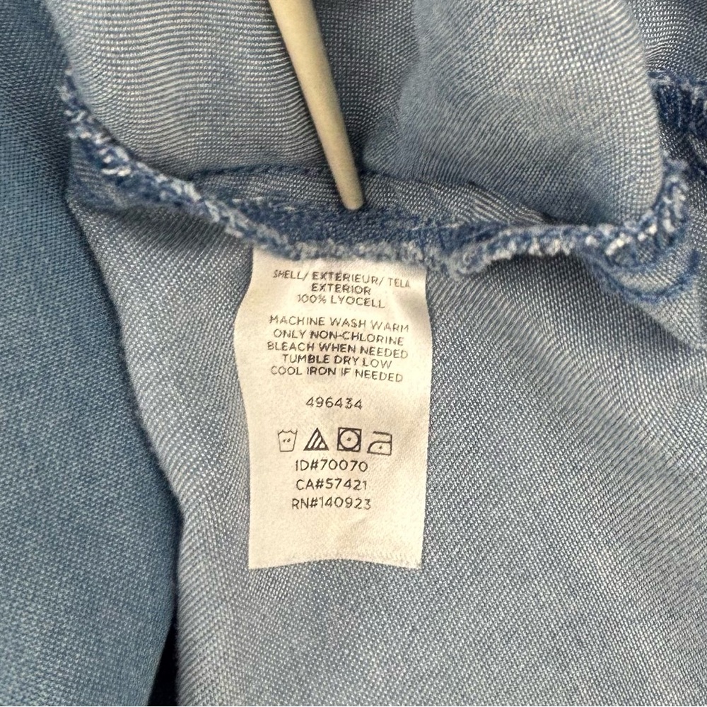 Loft Short Flutter Sleeve Chambray Wrap Dress Mid… - image 6